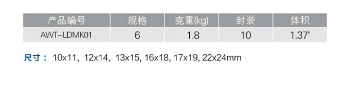 6件套公制精拋光加長型雙梅花扳手
