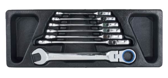 7件套公制全拋光活頭棘開兩用快扳組 ACK-384019